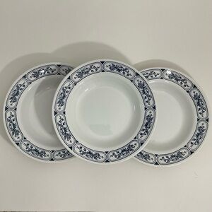 Nuova Fontebasso Italy Classic floral blue soup salad plates set of 3